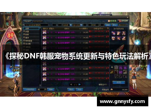 《探秘DNF韩服宠物系统更新与特色玩法解析》